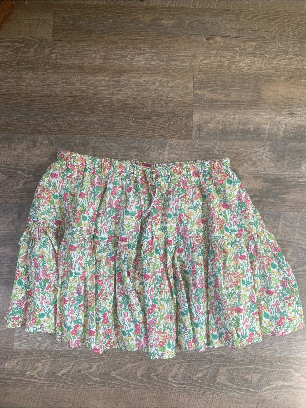 JCrew Liberty Cottagecore Floral Tiered Cotton Blend Skirt - Pink & Green